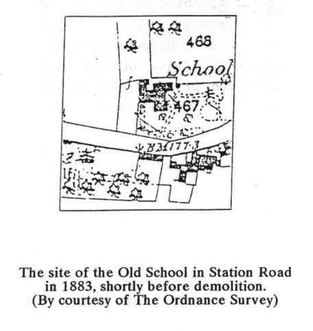The site of the Old School in Station Road in 1883, shortly before demolition. (By courtesy of The Ordnance Survey)